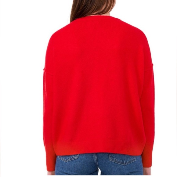 Vince Camuto red with Silver beaded “Merry” Holiday Sweater NWT Large and XL - Picture 3 of 13